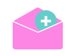 Illustration with an open envelope and a plus symbol